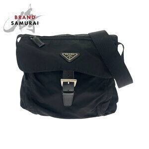 Prada Tessuto triangular logo plate black nylon Shoulder Bag